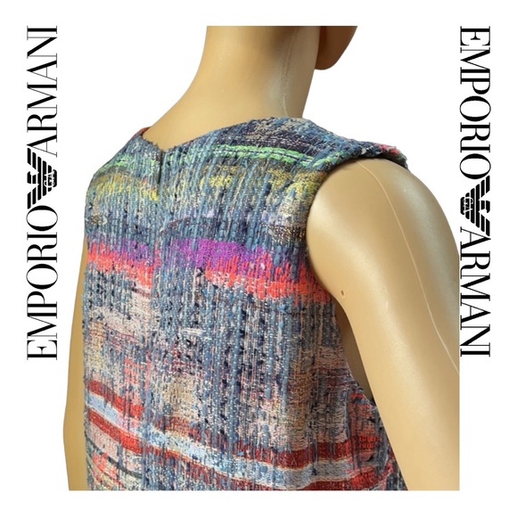 EMPORIO ARMANI Tweed Multicolored Dress Size Medium 44 - Picture 3 of 11